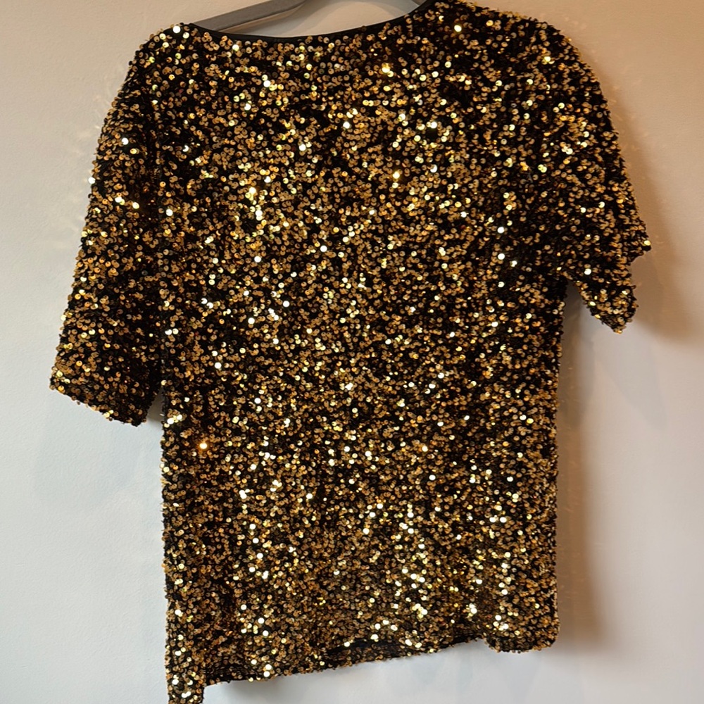 JODIFL Gold and Black Sequin Blouse Medium NWT - Picture 4 of 5
